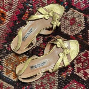 Manolo Blahnik Metallic Gold Sandals